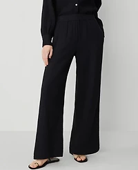 Ann Taylor The Petite Pull-On Wide-Leg Pant Triple Cloth Women's