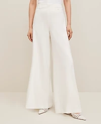 Ann Taylor The Petite Statement Palazzo Pant in Melange Size 16 Winter White Women's