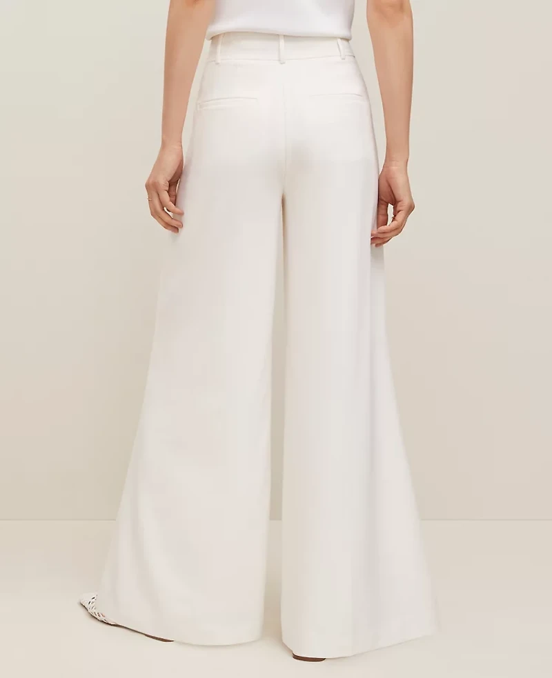 Ann Taylor The Petite Statement Palazzo Pant in Melange Size 16 Winter White Women's