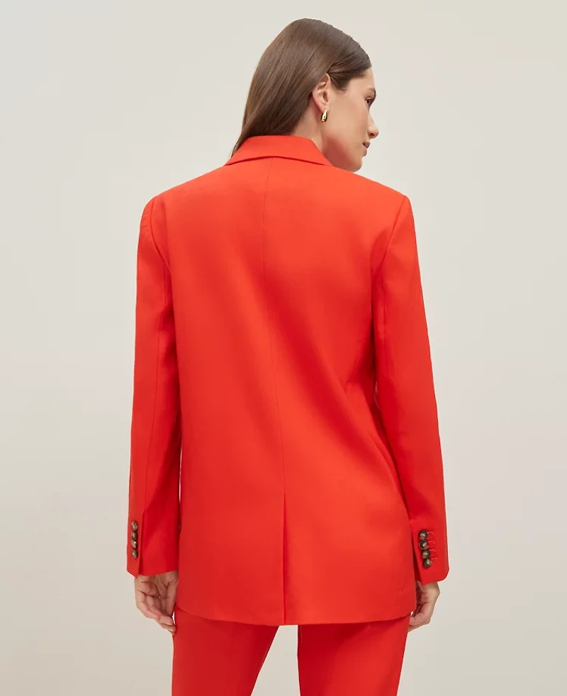 Ann Taylor The Longline Blazer Linen Blend Fiery Red Women's