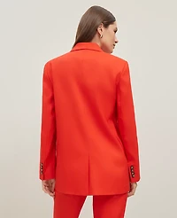 Ann Taylor The Longline Blazer Linen Blend Fiery Red Women's