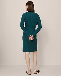 Ann Taylor Belted Cable Sweater Dress Women's