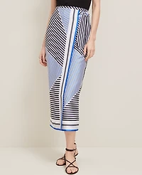 Ann Taylor Petite Striped Satin Sarong Skirt Night Sky Women's