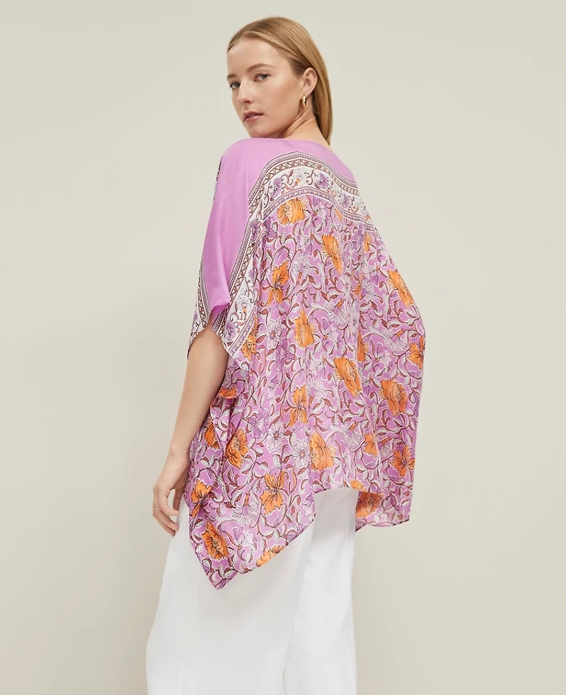 Ann Taylor Floral Poncho Winter White Women's