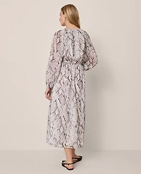Ann Taylor Snake Print Flare Maxi Dress Winter White Women's