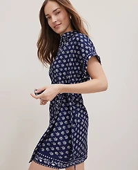 Ann Taylor Petite Weekend Collection Petaled Wrap Shirtdress Size 00 Blue Women's