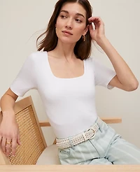 Ann Taylor Square Neck Top Size 2XL White Women's