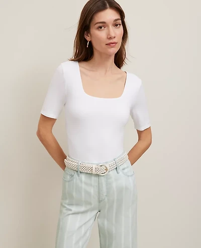 Ann Taylor Square Neck Top Size 2XL White Women's