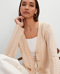 Ann Taylor Scalloped V-Neck Cardigan Women's