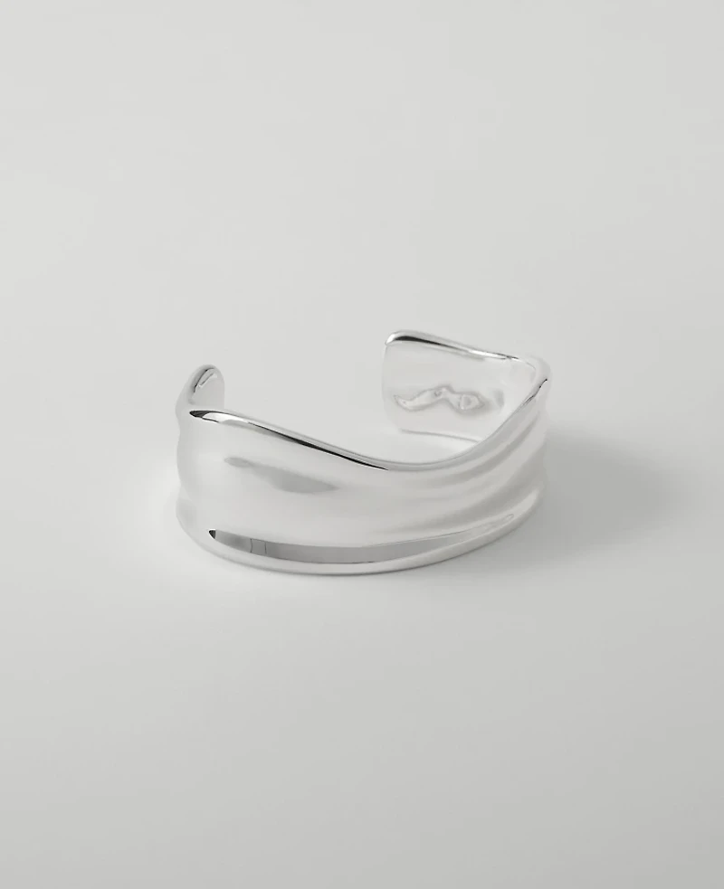 Ann Taylor Wavy Textured Metal Cuff Bracelet Silvertone Women's