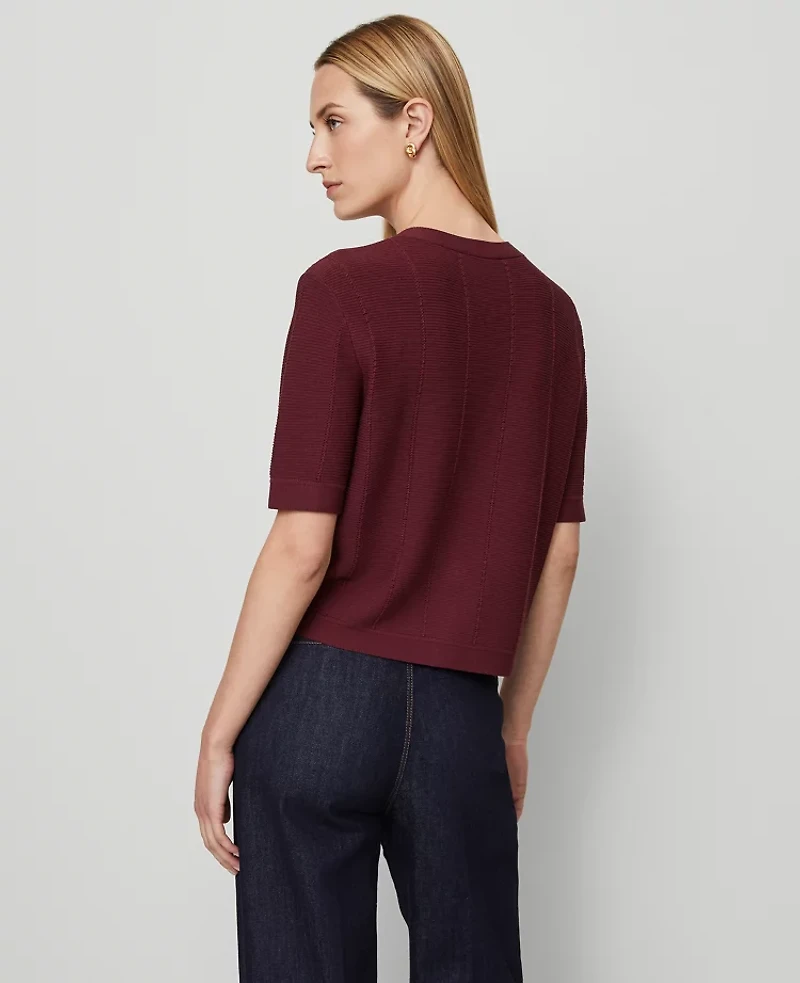 Ann Taylor Textured Stitch Cardigan Windsor Wine Women's