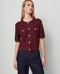 Ann Taylor Textured Stitch Cardigan Windsor Wine Women's