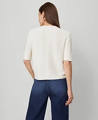 Ann Taylor Textured Stitch Cardigan Size Medium Winter White Women's