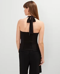Ann Taylor Petite V-Neck Halter Top Black Women's