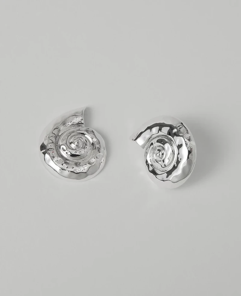 Ann Taylor Textured Shell Stud Earrings Silvertone Women's