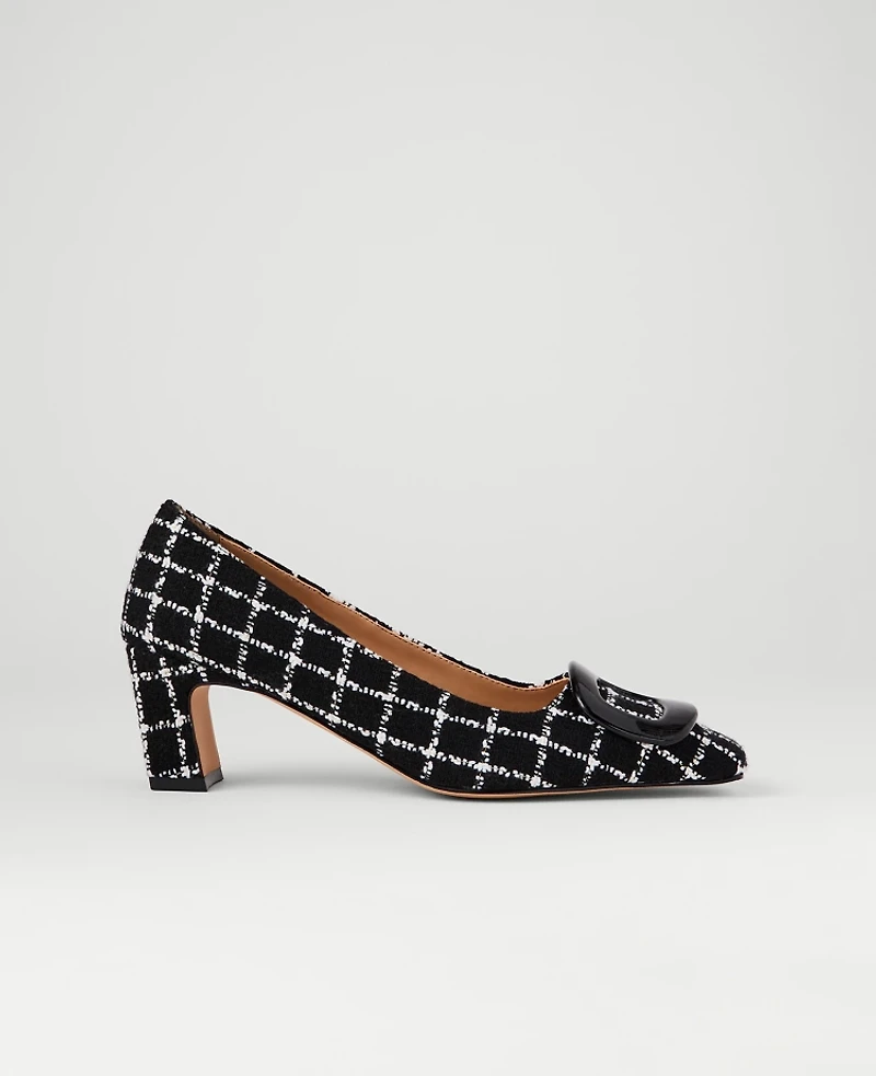 Ann Taylor Tweed Buckle Pump Black Women's