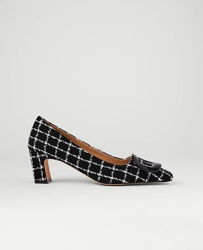 Ann Taylor Tweed Buckle Pump Black Women's