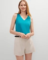 Ann Taylor V-Neck Shell Top Aegean Teal Women's