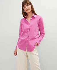 Ann Taylor Petite Striped Relaxed Perfect Shirt Size 2XS Rose Violet Women's
