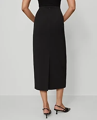 Ann Taylor Fluid Crepe Pocket Midi Skirt Black Women's