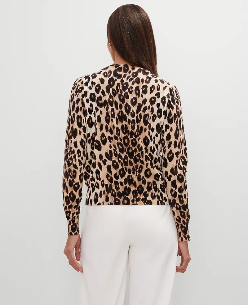 Ann Taylor Petite Animal Print Cardigan _Black Women's