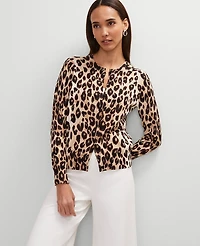 Ann Taylor Petite Animal Print Cardigan _Black Women's