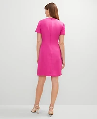 Ann Taylor Button Pocket Shift Dress Rose Violet Women's