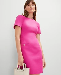 Ann Taylor Button Pocket Shift Dress Rose Violet Women's