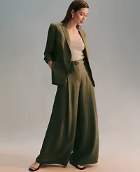 Ann Taylor The Petite Statement Wide-Leg Pant Size 2 Moss Green Women's