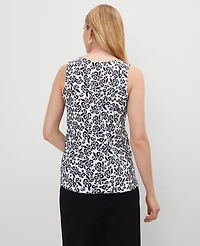 Ann Taylor Petite Floral Mixed Media Tank Top Black Women's