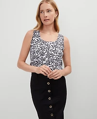 Ann Taylor Petite Floral Mixed Media Tank Top Black Women's