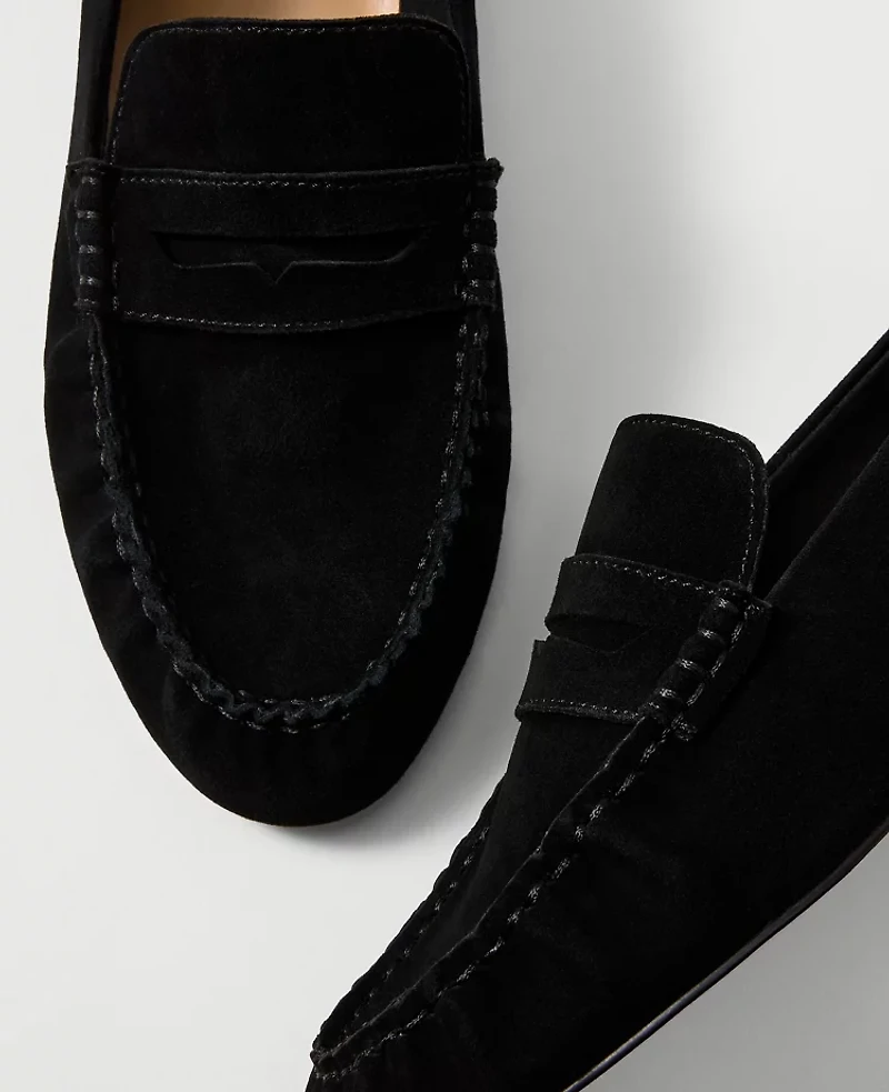 Ann Taylor Gathered Suede Loafer Women's