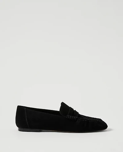 Ann Taylor Gathered Suede Loafer Women's