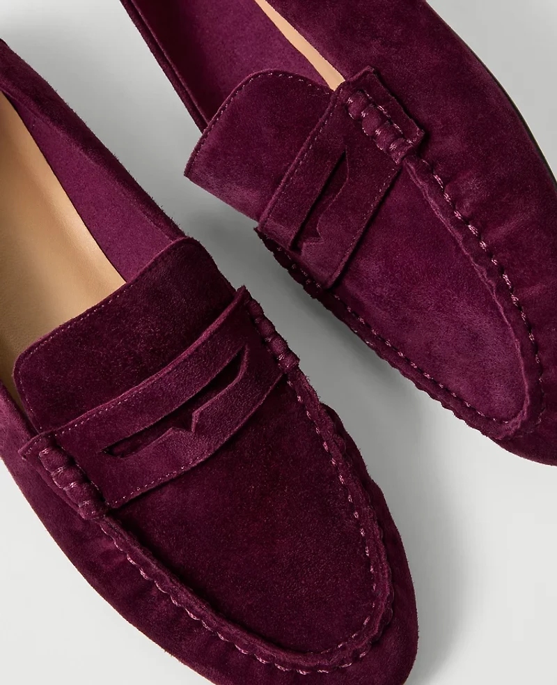 Ann Taylor Gathered Suede Loafer Women's