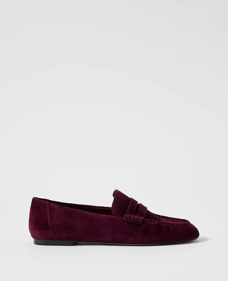 Ann Taylor Gathered Suede Loafer Women's