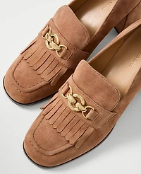 Ann Taylor Suede Kiltie Loafer Pump Sesame Women's
