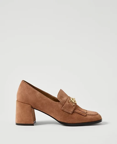 Ann Taylor Suede Kiltie Loafer Pump Sesame Women's