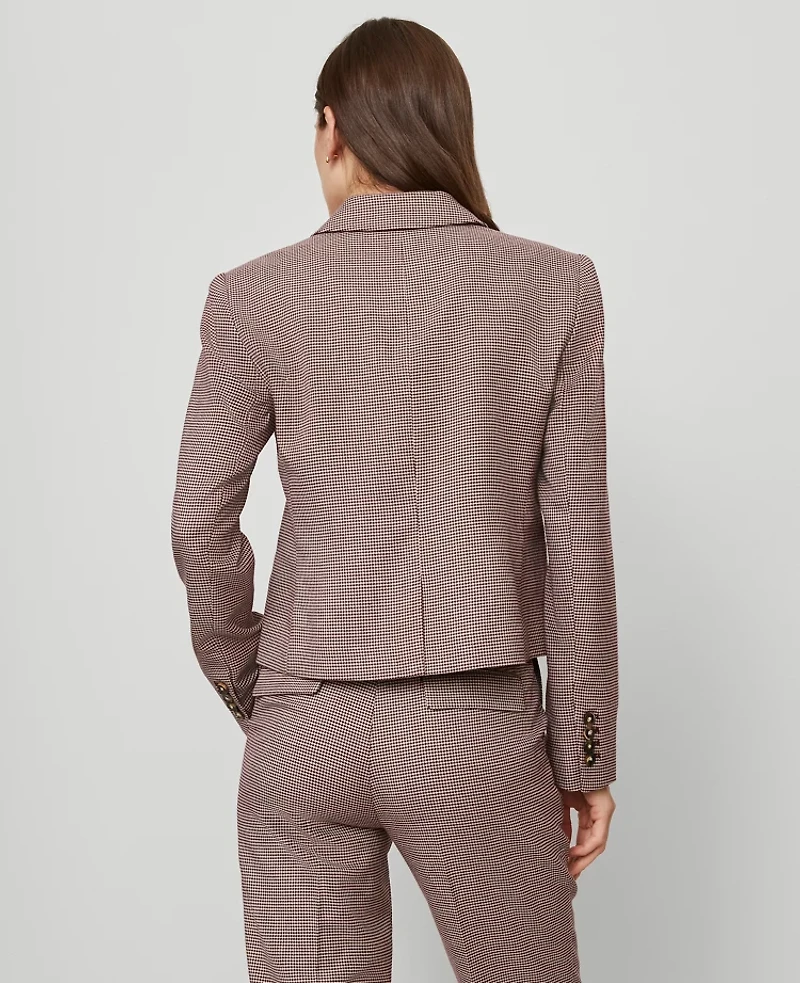 Ann Taylor The Newbury Blazer Houndstooth Poised Plum Women's