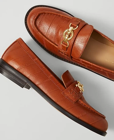 Ann Taylor Weekend Collection Horsebit Leather Loafers Saddle Brown Women's