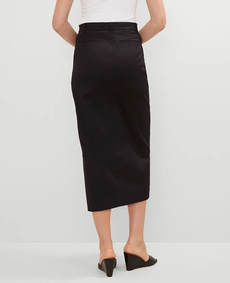 Ann Taylor Petite Button Front Pencil Skirt Size 6 Black Women's