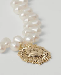 Ann Taylor Pearlized Sun Pendant Necklace Ivory Women's