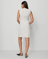 Ann Taylor Petite Tweed Sheath Dress Charcoal/White Combo Women's