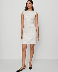 Ann Taylor Petite Tweed Sheath Dress Charcoal/White Combo Women's
