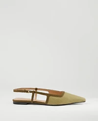 Ann Taylor Straw Nip Toe Slingback Flat Women's