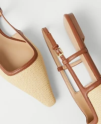 Ann Taylor Straw Nip Toe Slingback Flat Women's
