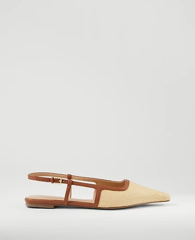 Ann Taylor Straw Nip Toe Slingback Flat Women's