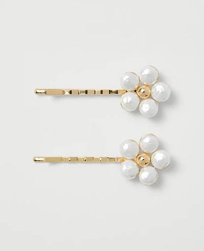 Ann Taylor Floral Bobby Pin Set Ivory Women's