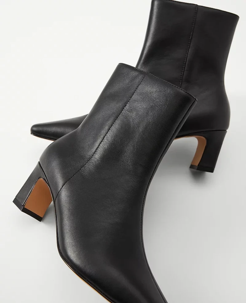 Ann Taylor Leather Skinny Heel Bootie Black Women's