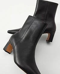 Ann Taylor Leather Skinny Heel Bootie Black Women's