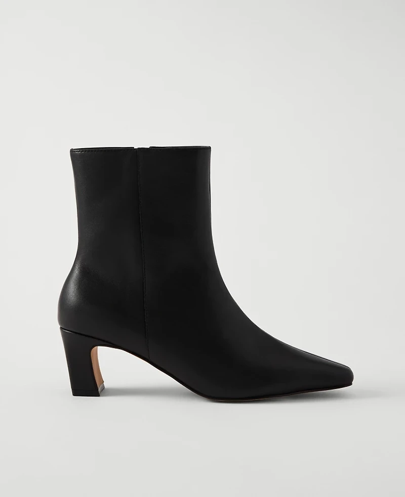 Ann Taylor Leather Skinny Heel Bootie Black Women's